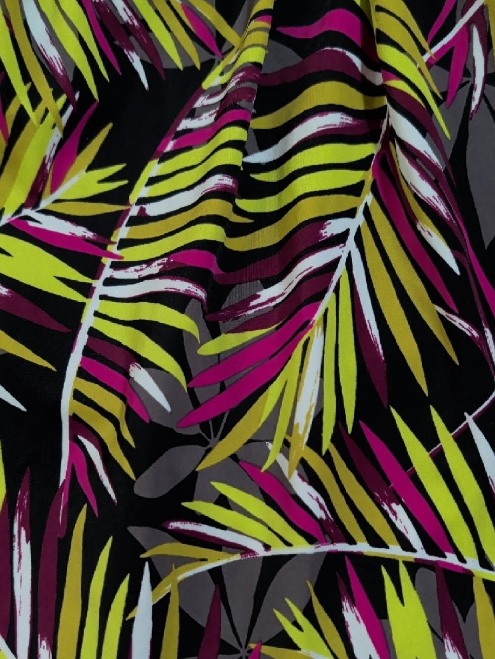 Denim & Co. Beach Ruched Flounce Tropical Yellow/Magenta Swim Dress (Size 14) - Picture 2 of 11